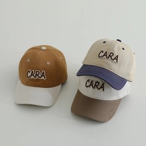 Kids Baseball Cap Breathable Cotton Blend Contrast Color Letter Patch Sunshade Retro Hat For Boys And Girls