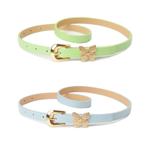 Sweet butterfly minimalist thin waist belt for women in light green and blue colors