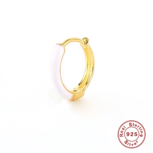 Minimalist S925 sterling silver earring with white enamel and gold plating finish