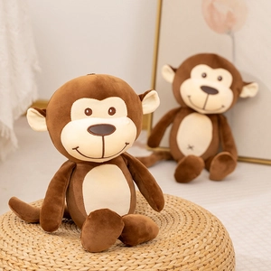 Cute brown plush monkey doll in large and small sizes for kids' room decoration