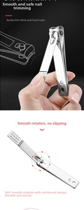 Detail of 360-degree rotating stainless steel nail clipper for thick and hard nails