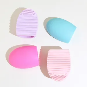Silicone makeup brush cleaners in multiple colors featuring textured scrubbing surfaces