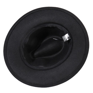 Classic black Fedora jazz hat with soft fabric texture and professional inner lining detail