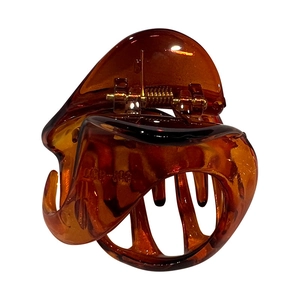 Pince à cheveux crabe ambre translucide en résine avec ressort doré robuste