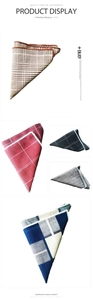 Detailed grid of men's formal pocket squares featuring plaid and houndstooth patterns