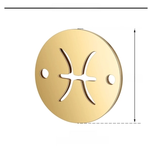 12mm golden stainless steel Pisces zodiac connector charm for DIY jewelry making