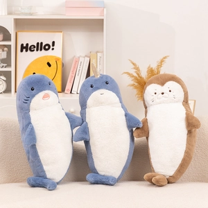 Marine Animal Plush Toy Cute Shark Narwhal Seal Soft Stuffed Animal Throw Pillow For Bedroom Decoration Gift Kids Girls