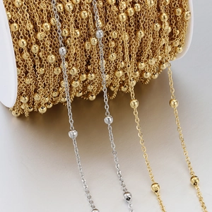 Stainless Steel Beaded Chain For DIY Jewelry Making Satellite Chain For Necklace Bracelet Crafting Accessory