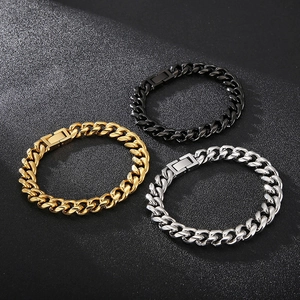 Polished Cuban chain necklaces in gold, silver and black finishes for men
