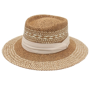 Chapeau De Paille Femme Boater Large Bord Protection Solaire Style Français Ruban Fait Main Été Plage Voyage