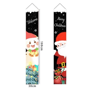 Christmas snowman and Santa Claus door banners set for holiday party decorations 180x30cm