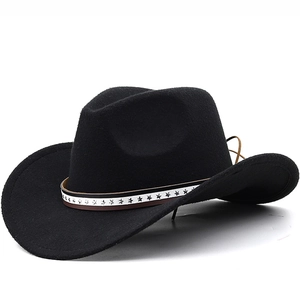 Western Cowboy Hut Polyester Filz Breite Krempe Stern Perlenband Retro Jazz Fedora Für Herren Damen Kinder Verstellbar