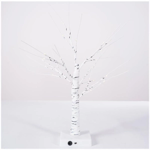 LED artificial birch tree light with white trunk and stable base for holiday decoration
