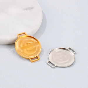 Gold and silver round stainless steel jewelry trays for DIY handmade earring crafts