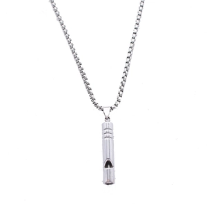 Street style silver whistle pendant necklace with box chain for hip-hop fashion