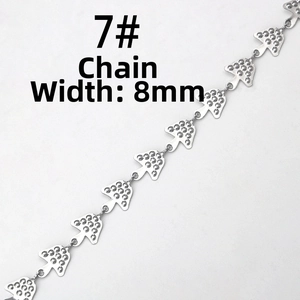 Macro detail of 8mm stainless steel mushroom shaped link chain for DIY jewelry making