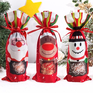 Lot de 3 housses de bouteille de vin de Noël avec Père Noël, renne et bonhomme de neige