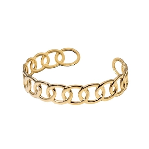 Bracciale rigido aperto a catena in acciaio inossidabile dorato dal design minimalista