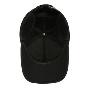 Black winter baseball cap with ear protection flaps and adjustable metal buckle strap