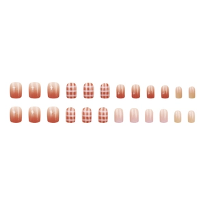 Colorful gradient and plaid press-on nails with 24 pieces of sweet dopamine style tips