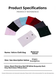 Multi-color velvet jewelry pouches with snap buttons arranged in an elegant fan shape
