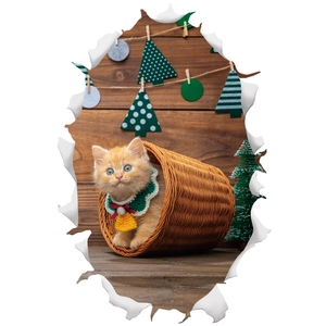 Christmas themed pet collar with bell for cats in festive green and white crochet design