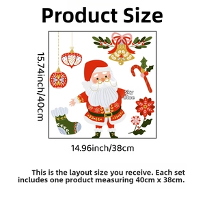 Tableau détaillé des tailles montrant la disposition de 40x38cm pour stickers de Noël