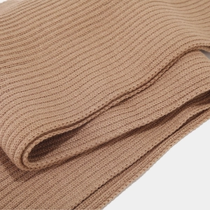 Thick ribbed knit scarf in camel brown, warm winter collection for men and women