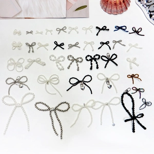 Bowknot Shape Faux Artificial Pearl Beaded Pendants Handcrafted DIY Jewelry Making Accessories For Clothing Elegant Decorative Charm