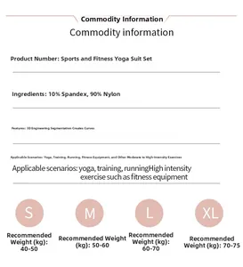 Detailed size guide and fit chart for high-waisted seamless peach lift yoga leggings