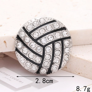 Macro view of 2.8cm rhinestone basketball charm showing silver finish and clear crystals
