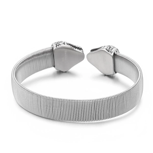 Punk style stainless steel snake head bracelet with flexible braided metal strap for men