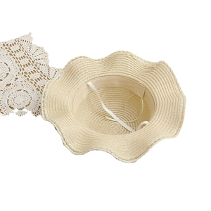 Cappello estivo da sole per bambini con tesa ondulata e cinturino regolabile