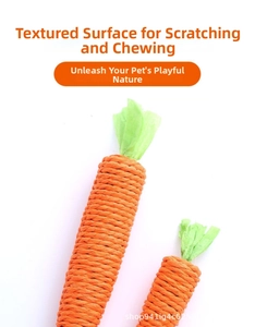 Carrot-shaped cat teaser toy made of woven sisal rope for claw grinding and teething