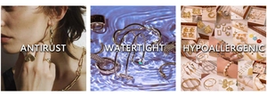 Detailed view of waterproof hypoallergenic gold jewelry set with anti-rust plating