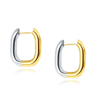 Titanium Steel U-Shaped Hoop Earrings Two Tone Gold Silver Minimalist Geometric Polished Fashion Accessories For Women