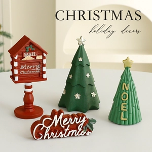 Christmas mailbox and tree miniature set for festive holiday tabletop decoration