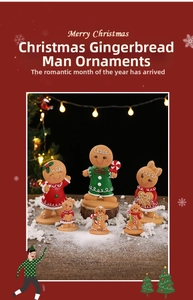 Detailed view of 6-piece Christmas gingerbread man figurines for festive home decor