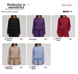 Detail view showing color palette options for long sleeve crewneck sweatshirt sets