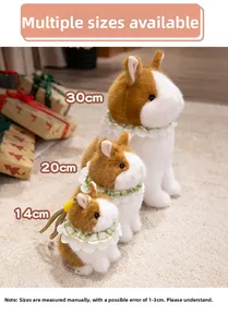 Three sizes of cute stuffed rabbit plush toys in brown and white with lace bows