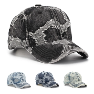 Casquette De Baseball En Jean Distressed Retro Streetwear Chapeau En Coton Déchiré Avec Boucle Métallique