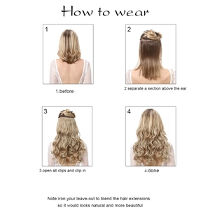 Schritt-für-Schritt-Anleitung für Clip-In lange gewellte goldbraune Haarverlängerungen
