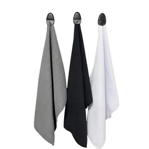Golf Towel Microfiber Waffle Weave With Hook Absorbent Sports Cleaning Cloth For Golfers