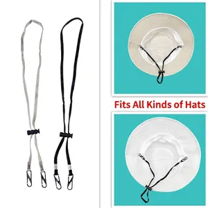 Windproof Hat Strap Lanyard Adjustable Polyester Chin Cord For Sun Fisherman Hats Outdoor Sports With Hook Fastener