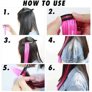 Step-by-step tutorial for wearing and trimming pink clip-in hair extension strands