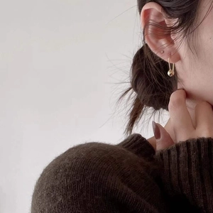 Minimalist S925 sterling silver safety pin earrings with gold beads for modern women