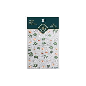 Chinese style gold fish and lotus leaf nail art stickers with M-1024 jelly texture