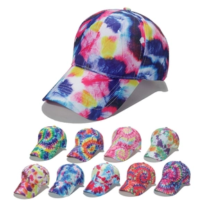 Tie-Dye Baseball Cap Polyester Breathable Sun Protection Outdoor Casual Streetwear Hat For Men Women Adjustable Buckle