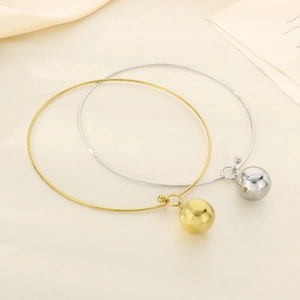 Colliers minimalistes en acier inoxydable or et argent avec pendentifs boule creuse
