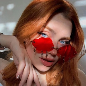 Cloud Shaped Rimless Sunglasses With Lightning Bolt Pendants Metal Frame Party Novelty Eyewear For Women
